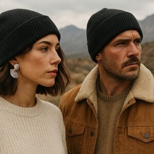 Wild Fable Beanie Ribbed Knit Hat OS Black Unisex